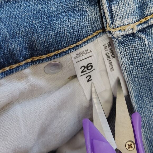 LOFT High Rise Straight Leg Girlfriend 2/ 26 Women's Distressed Stretch Jeans - Picture 5 of 5